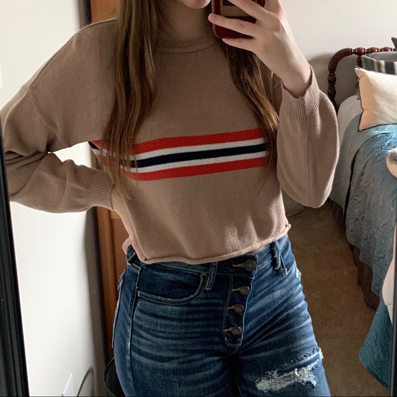Forever 21 Cropped Sweater with Stripe - Picture 2 of 3